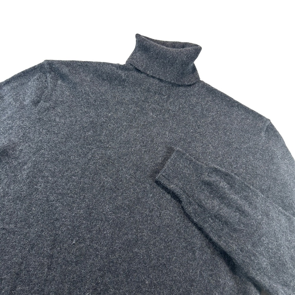 Saks Fifth Avenue Turtleneck Sweater Mens M Gray Cashmere Long Sleeve Pullover